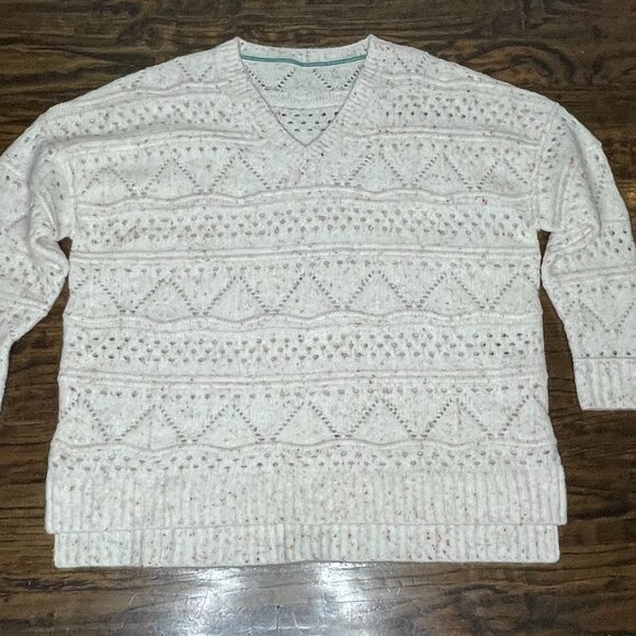 Sundance Minnie Oversized Speckled Cream Multicolor Vneck Sweater Womens Large - Picture 4 of 7